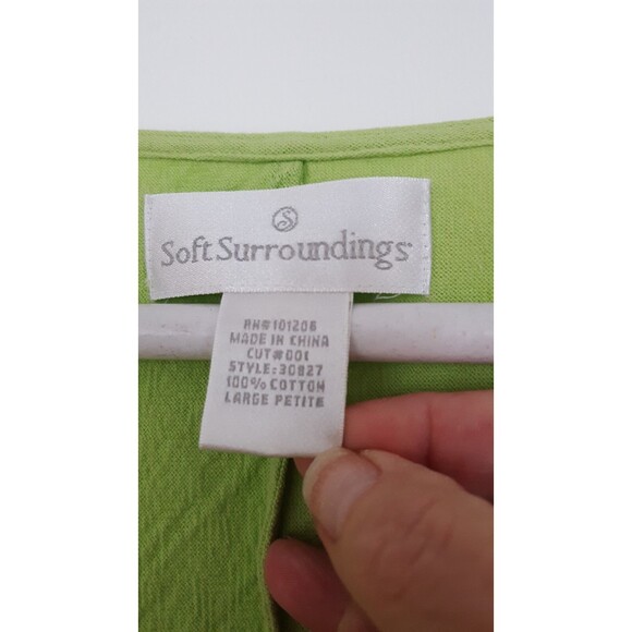Soft Surroundings  Lime Green Long Sleeve Gauze Tunic Shirt, Petite Large Beachy - Picture 2 of 5